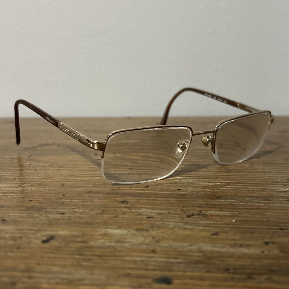Versace MOD. 1066 1053 Gold Half Rim Eyeglasses Frames 50-18 135 Italy Designer